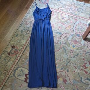 Lush Blue Spaghetti Strap Sundress Maxi